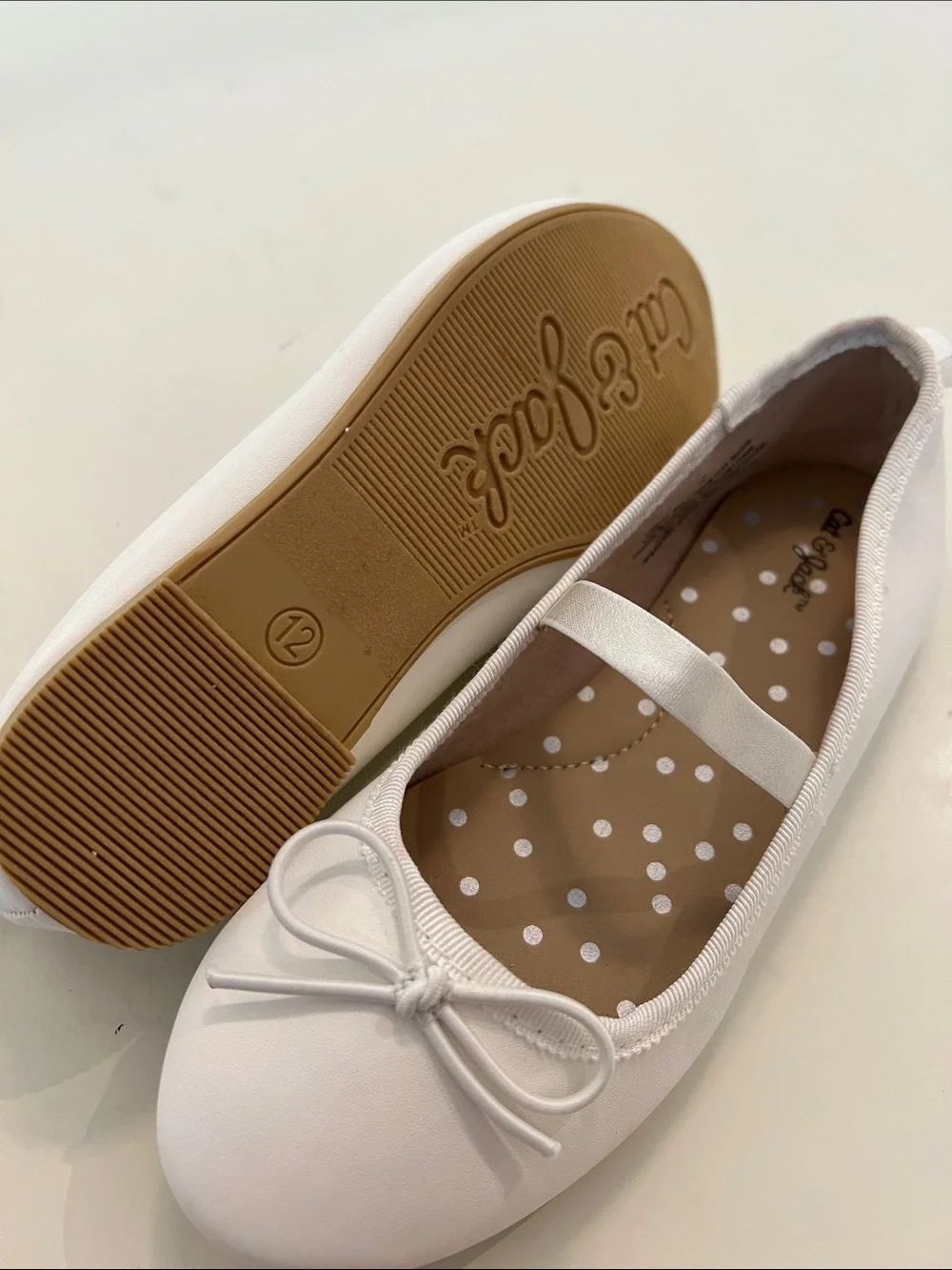 Cat & Jack Girls White Ballet Flats with Bow